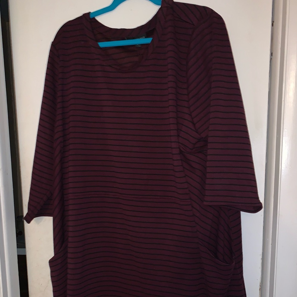 A line dress with pockets.